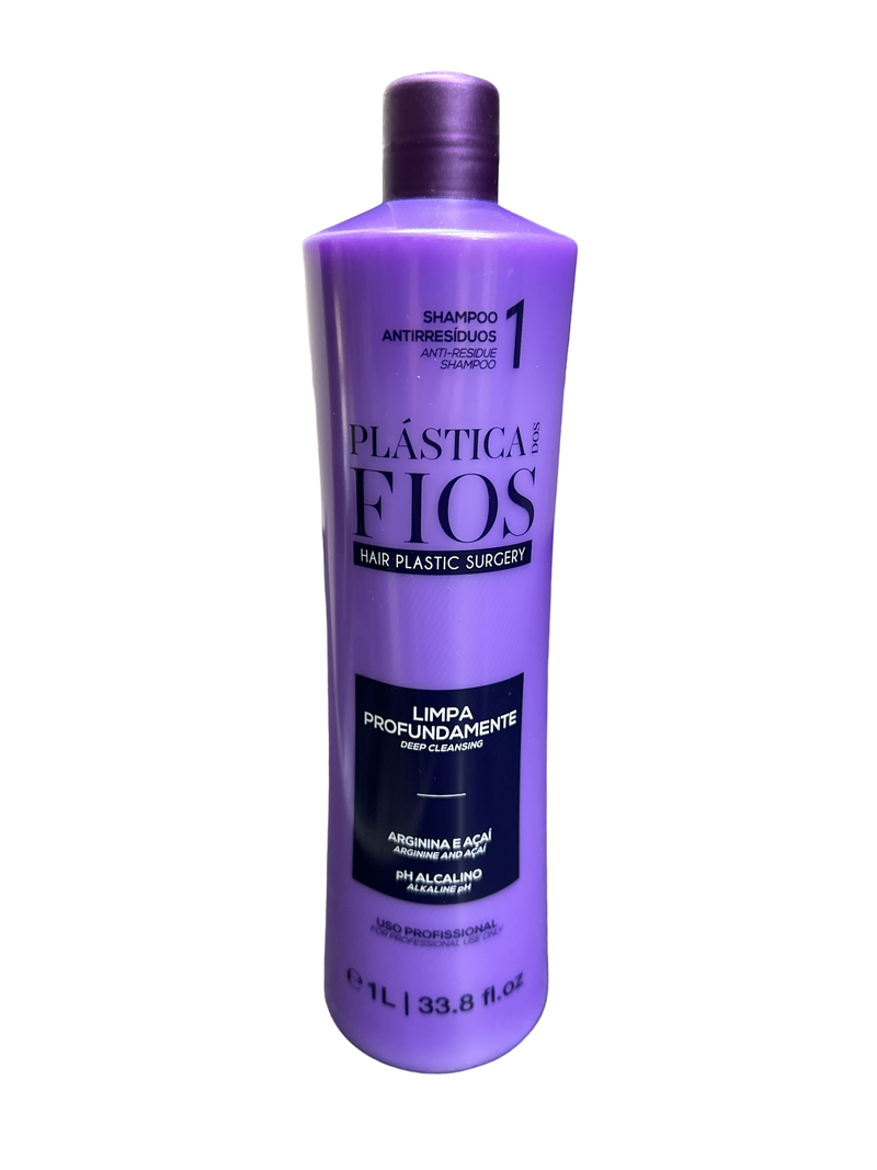 Plastica Dos Fios Clarifying Shampoo Anti Residue Hair Deep Cleansing 34oz 1000ml - Keratinbeauty