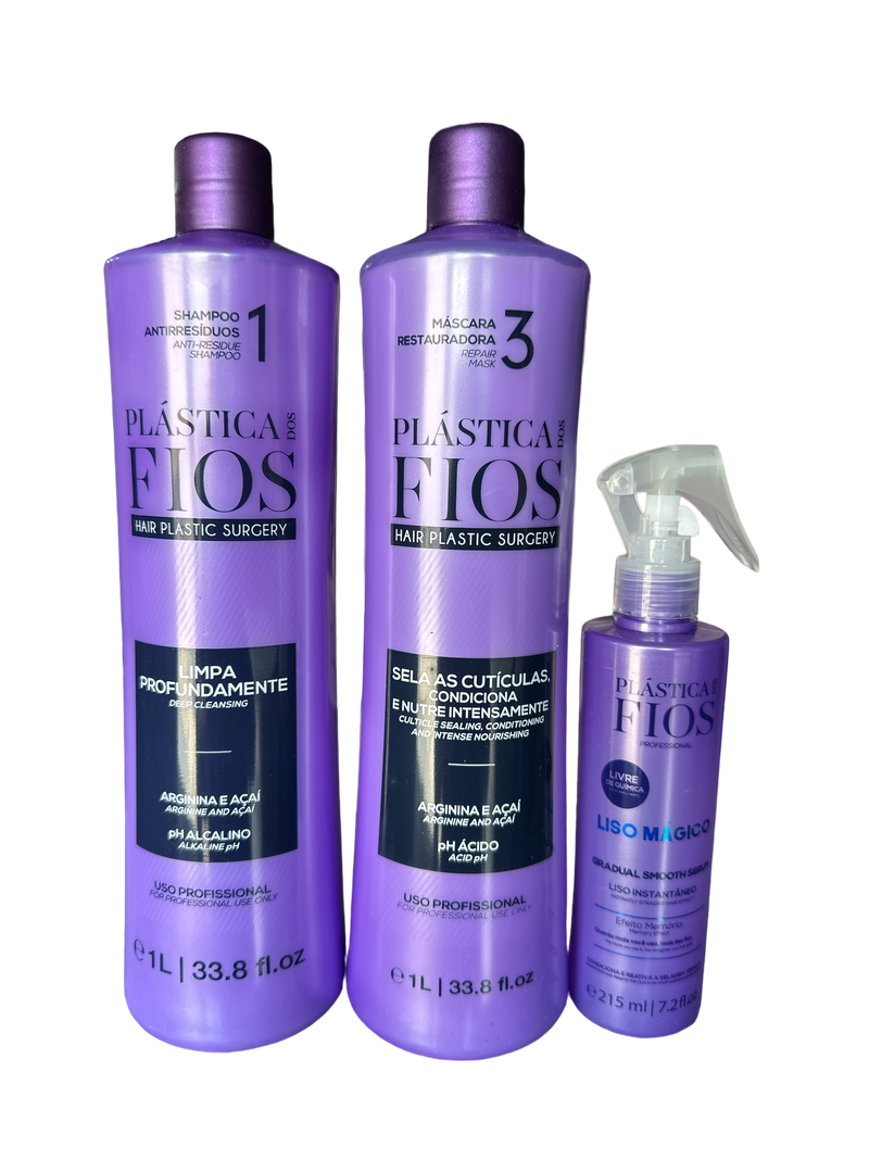 Plastica Dos Fios Kit Intensive Hair Care Clarifying Shampoo Conditioner Mask An Magic Fluid - Keratinbeauty