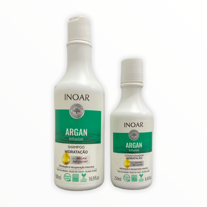 Inoar Argan Infusion Hydration Vegan Shampoo and Conditioner Kit - Keratinbeauty