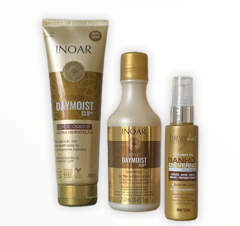 Inoar Daymoist Cocunut Oil Banho de Verniz Powerful Hair Hydrating Kit - Keratinbeauty