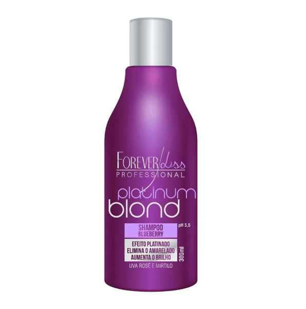 Forever Liss Platinum Blond Shampoo Matizador Blueberry 300ml - Keratinbeauty